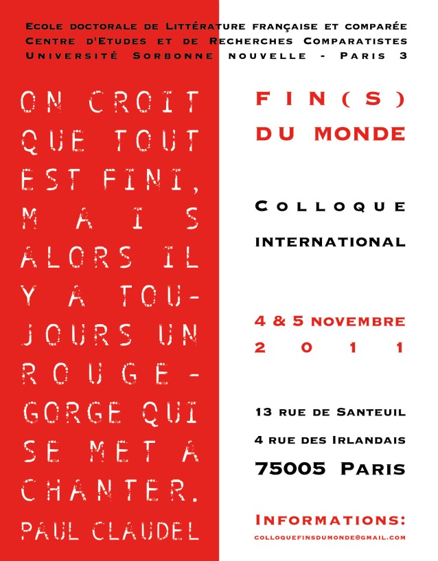 Colloque international : Fin(s) du monde, les 4 & 5 novembre 2011