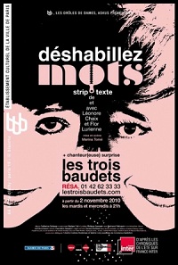 Déshabillez-mots, france inter, théâtre des trois baudets, theatre, trois baudets, strip-texte, léonore chaix, flor lurienne