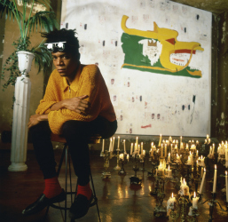 jean-michel basquiat, basquiat, exposition, rétrospective, parcours, biographie, galerie, musée d`art moderne, mam, paris, peinture, dessin, dessins, peintures, couronne, crâne, overdose, new york