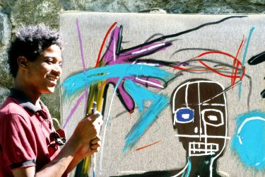 jean-michel basquiat, basquiat, exposition, rétrospective, parcours, biographie, galerie, musée d`art moderne, mam, paris, peinture, dessin, dessins, peintures, couronne, crâne, overdose, new york