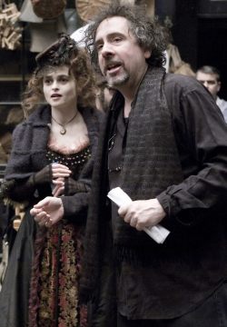 johnny depp, helena bonham carter, danny elfman, tim
burton, tournage, cinéma, musique, comédien, sweeney todd, edward aux
mains d`argent, la planète des singes, alice au pays des merveilles