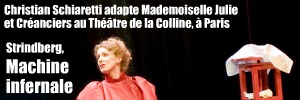 Théâtre : Mademoiselle Julie et Créanciers d`August Strindberg, mis en scène par Christian Schiaretti au Théâtre de la Colline, à Paris, jusqu`au 11 juin 2011.