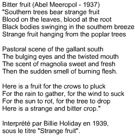 Strange fruit Bitter fruit Billie Holiday Aber Meerepol 1937 1939