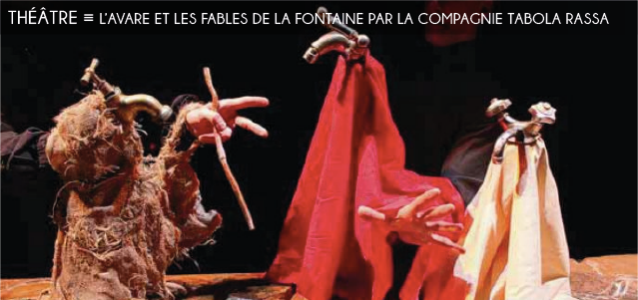 theatre, compagnie tabola rassa, eau, ecologie, environnement, la fontaine, fables, lavare, moliere, adaptation, classique, humour, theatre objet, olivier benoit, alexandre jean, miquel gallardo